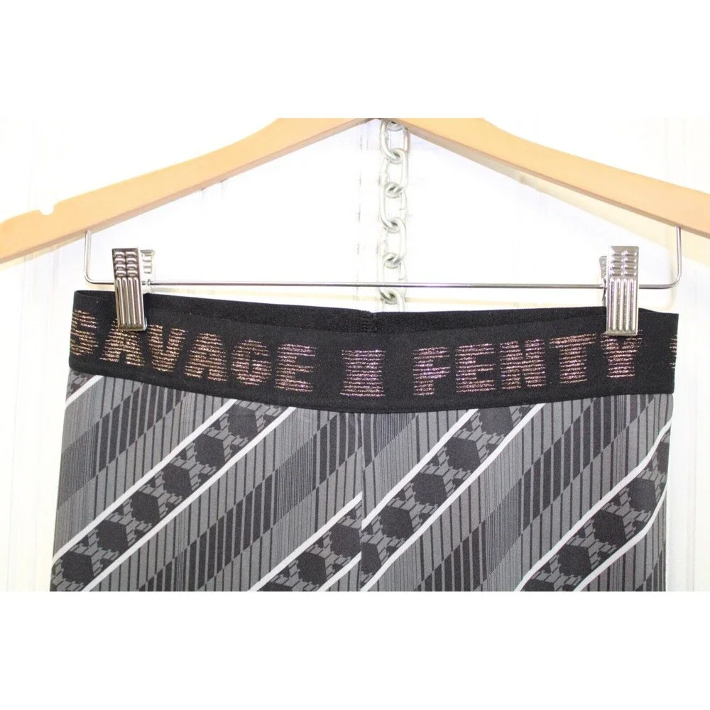 Savage X Fenty Leggings Gray Stripe Forever Savage Jersey Knit Ankle Size Medium